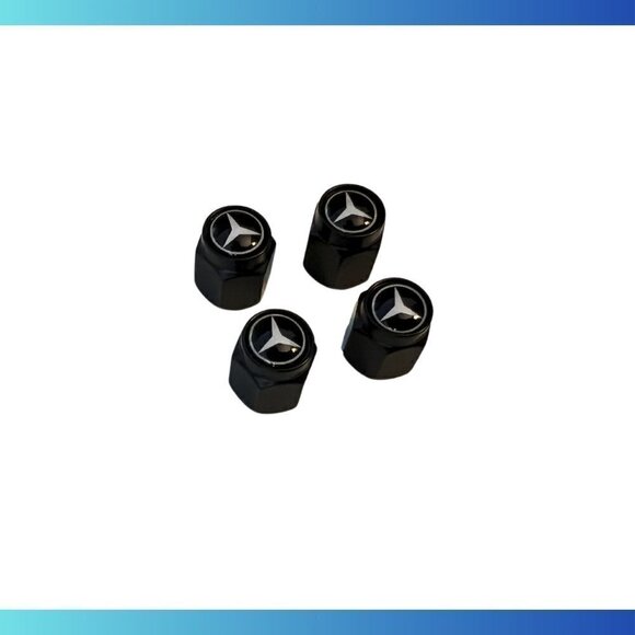 COMBO! MERCEDES BENZ 75MM Black Wheel Center + TIRE Black Caps Wreath MB - Picture 3 of 3